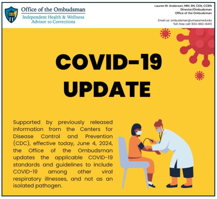Update inmates and staff on change to COVID-19 protocols.